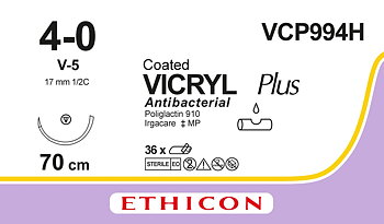 Vicryl Plus sutur 4-0, VCP994H, V-5 needle, 70 cm purple