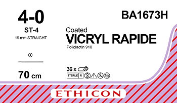 Vicryl Rapide suture 4-0, BA1673H, ST-4 needle, 70 cm undyed