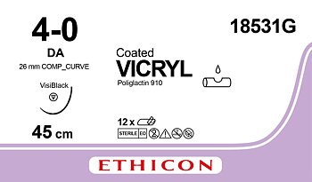 Vicryl suture 4-0, 18531G, DA needle VB, 45 cm purple