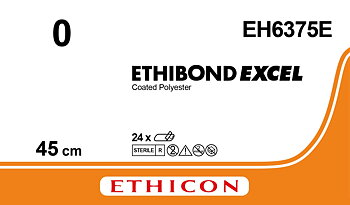 Ethibond suture 0, EH6375E, 10X45 cm green