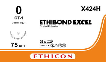 Ethibond suture 0, X424H, CT-1 75 cm green