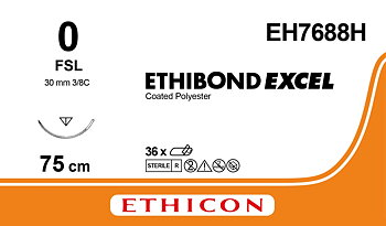 Ethibond suture 0, EH7688H, FSL 75 cm green