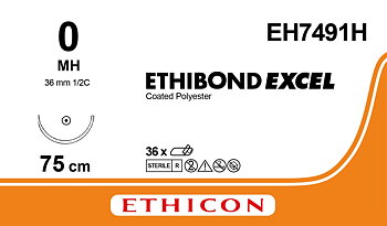 Ethibond suture 0, EH7491H, MH 75 cm green