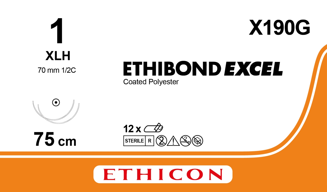Ethibond suture 1, X190G, 2XXLH 75 cm green