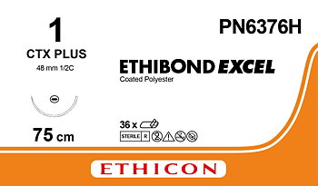 Ethibond suture 1, PN6376H, CTX 75 cm green