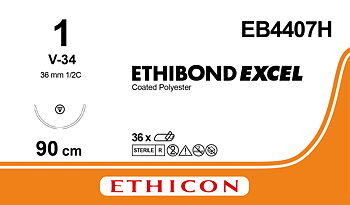 Ethibond suture 1, EB4407H, V-34 90 cm green
