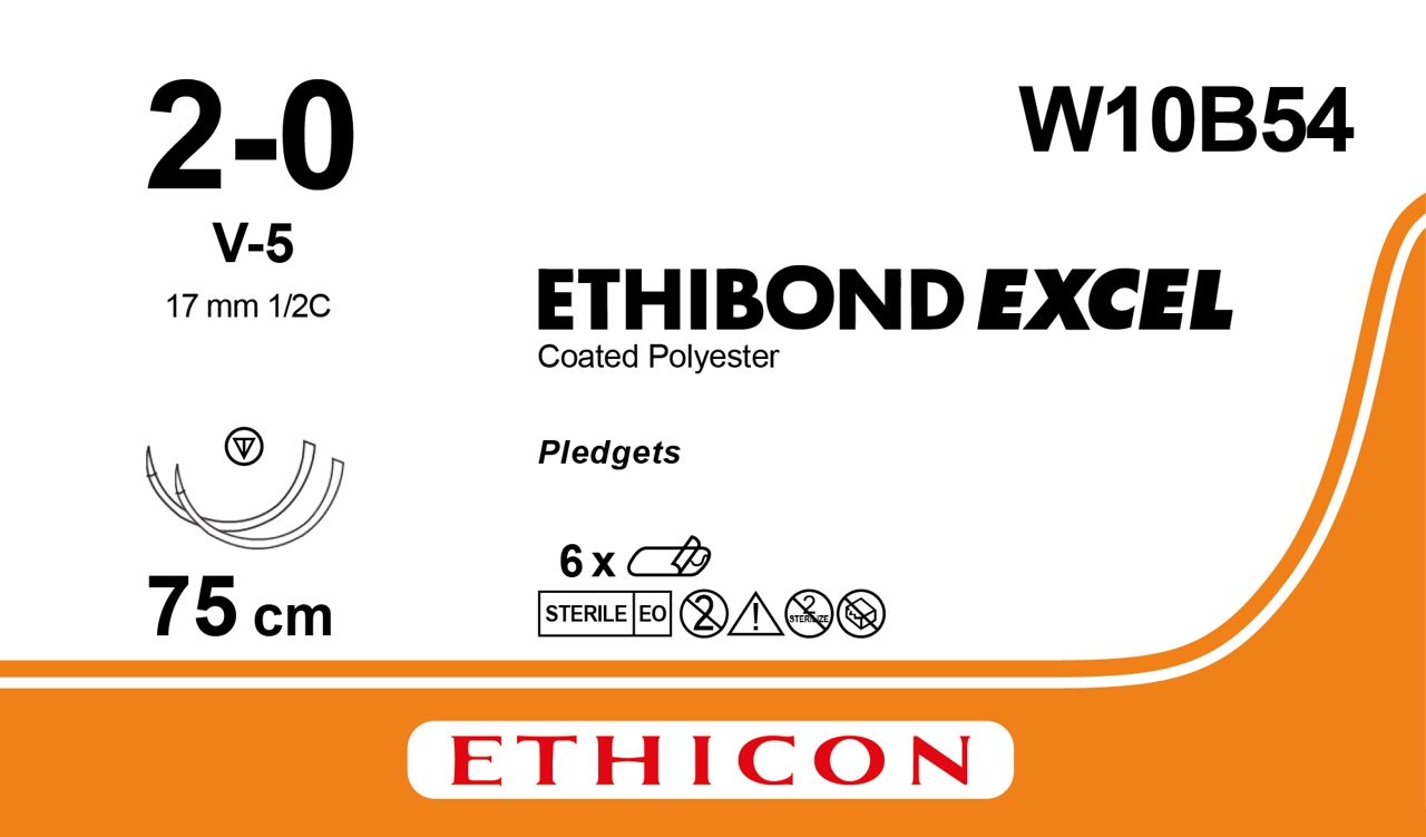 Ethibond sutur 2-0, W10B54, 2XV-5 10X75 cm green+white PL
