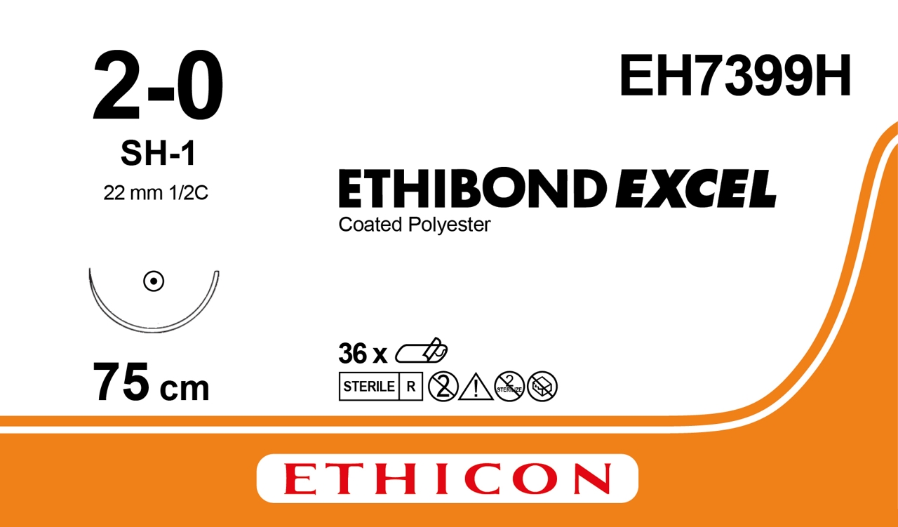 Ethibond suture 2-0, EH7399H, SH-1 75 cm green