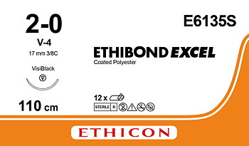 Ethibond sutur 2-0, E6135S, V-4 VB 110 cm green