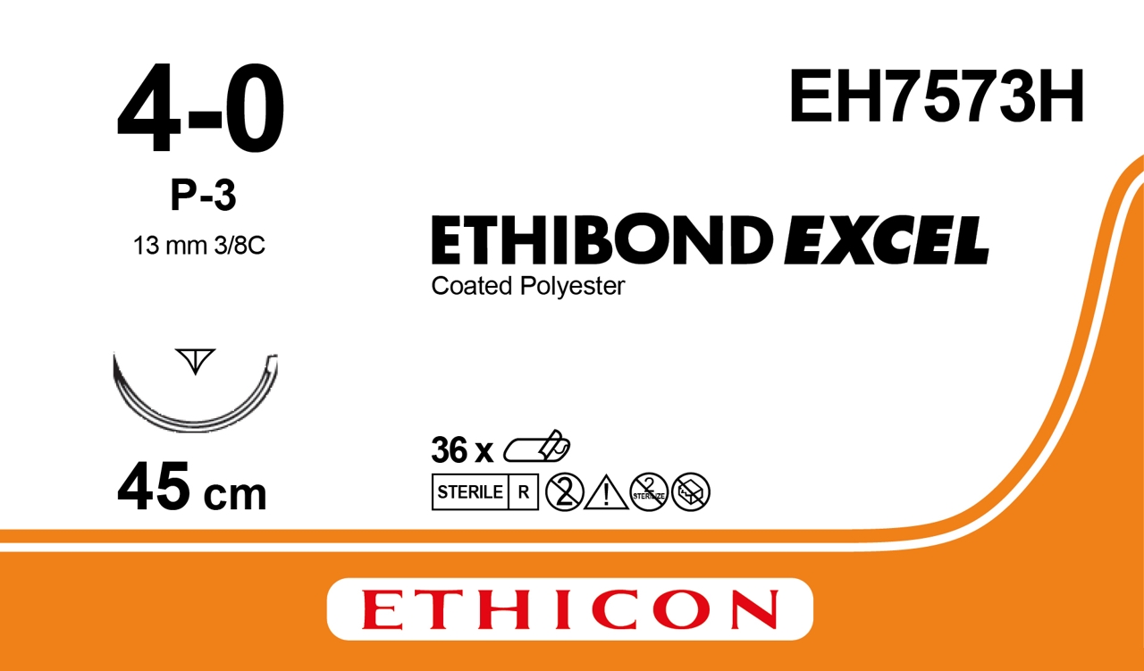 Ethibond suture 4-0, EH7573H, P-3 45 cm green