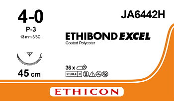 Ethibond suture 4-0, JA6442H, P-3 45 cm white