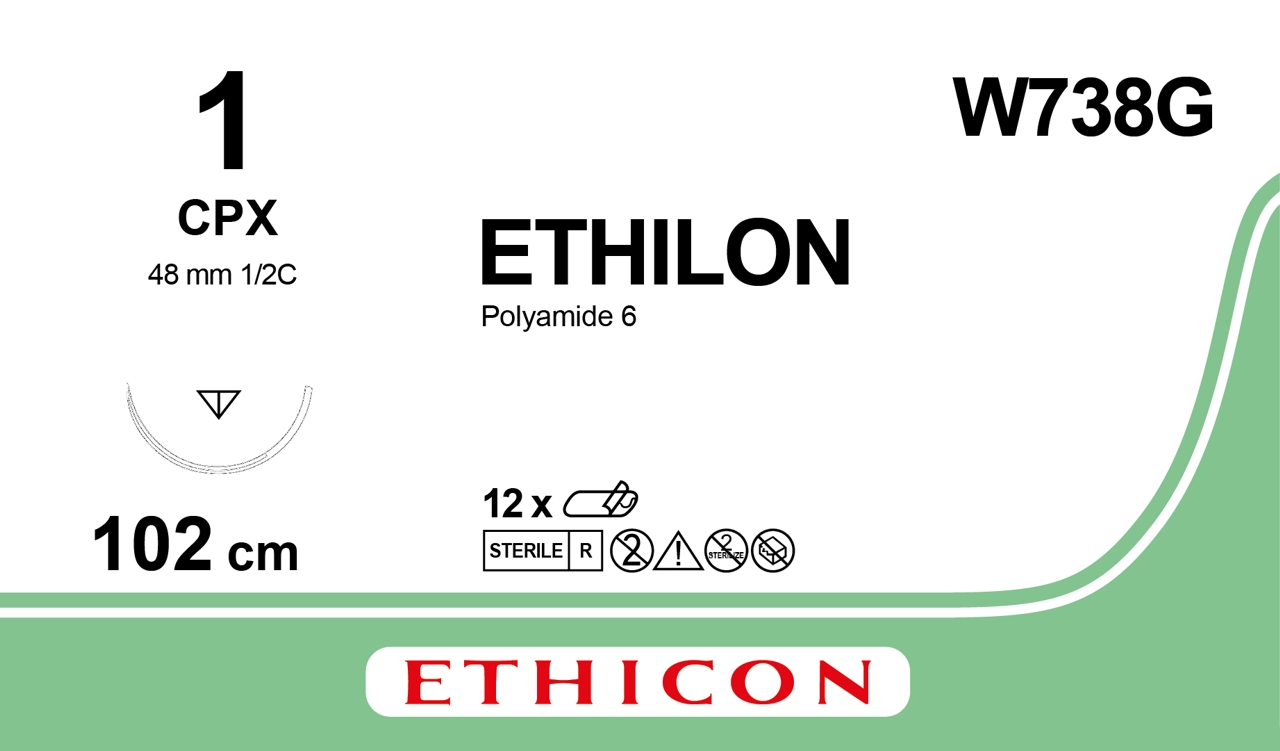 Ethilon suture 1, W738G, CPX 100 cm black