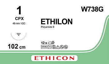 Ethilon sutur 1, W738G, CPX 100 cm black
