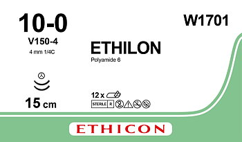 Ethilon sutur 10-0, W1701, 2XV150-4 15 cm black