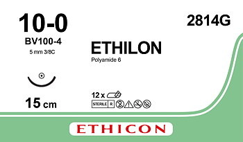 Ethilon sutur 10-0, 2814G, BV-4 15 cm black