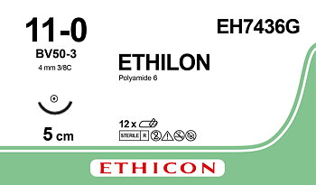 Ethilon sutur 11-0, EH7436G, BV-8 5 cm black