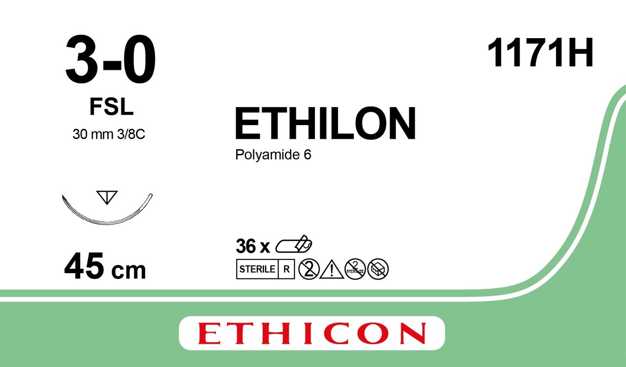Ethilon suture 3-0, 1171H, FSL 45 cm black