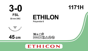 Ethilon sutur 3-0, 1171H, FSL 45 cm black
