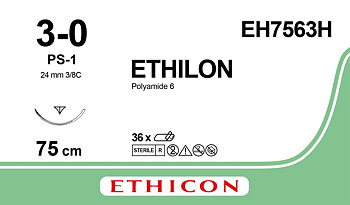 Ethilon sutur 3-0, EH7563H, PS-1 MP, 75 cm black