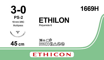Ethilon sutur 3-0, 1669H, PS-2 MP 45 cm black