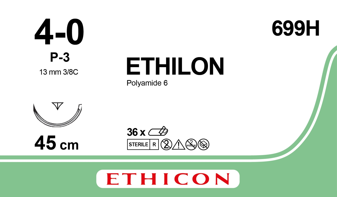 Ethilon suture 4-0, 699H, P-3 45 cm black