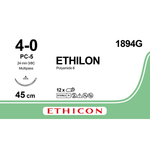 Ethilon suture 4-0, 1894G, PC-5 MP 45 cm black