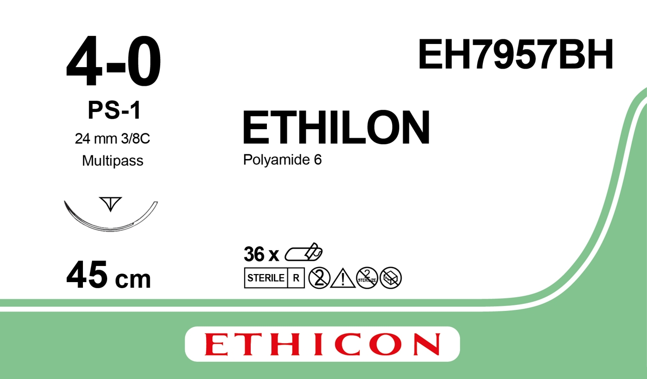 Ethilon suture 4-0, EH7957BH, PS-1 MP, 45 cm black - Suture