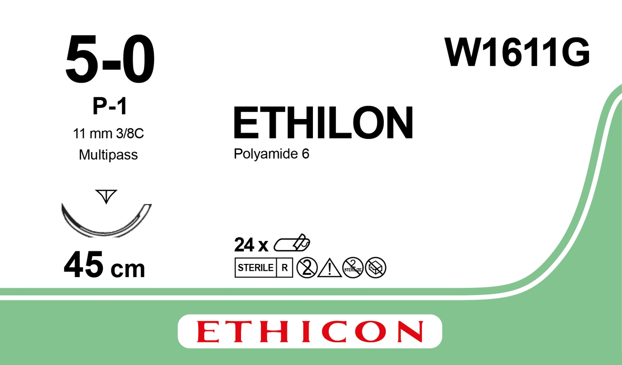 Ethilon suture 5-0, W1611G, P-1 45 cm black