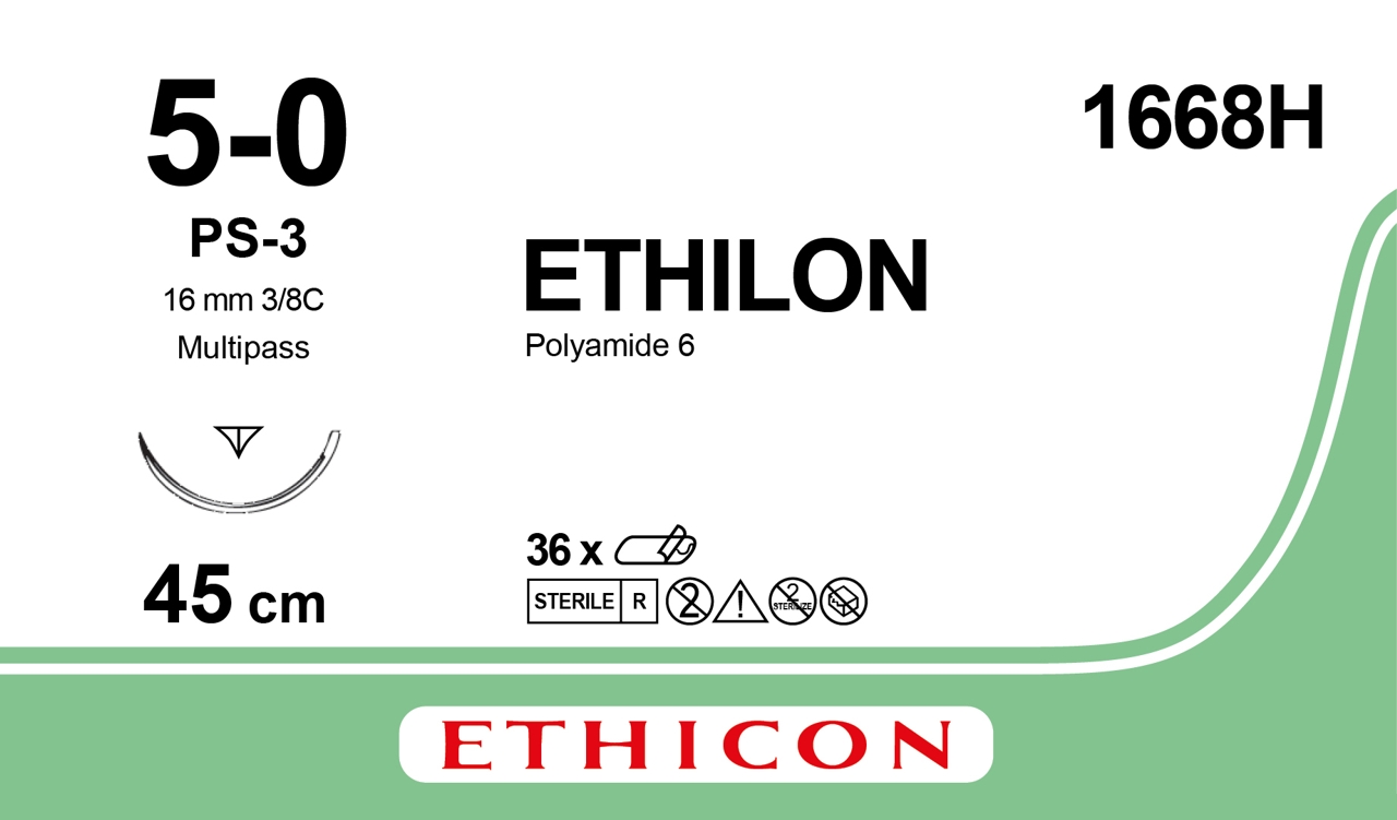 Ethilon sutur 5-0, 1668H, PS-3 MP 45 cm black