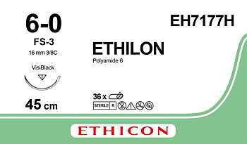 Ethilon sutur 6-0, EH7177H, FS-3 VB 45 cm black