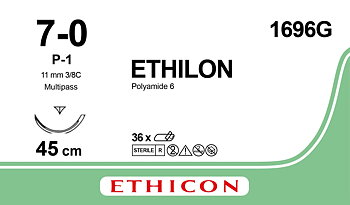 Ethilon sutur 7-0, 1696G, P-1 MP 45 cm black