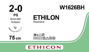 Ethilon sutur 2-0, W1626BH, PS needle75 cm blue