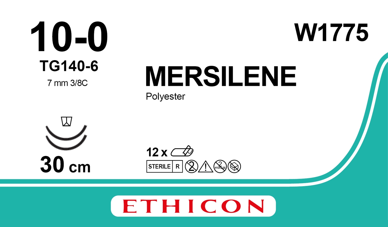 Mersilene suture 10-0, W1775, 2XTG140-6 30 cm green
