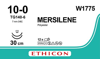 Mersilene suture 10-0, W1775, 2XTG140-6 30 cm green