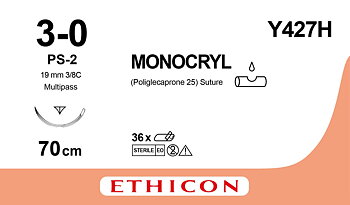 Monocryl sutur 3-0, Y427H, PS-2, MP, 70 cm UNDYED