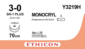 Monocryl sutur 3-0, Y3219H, 2XSH-1 VB 70 cm purple