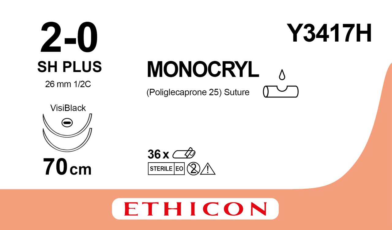 Monocryl suture 2-0, Y3417H, 2XSH VB 70 cm purple