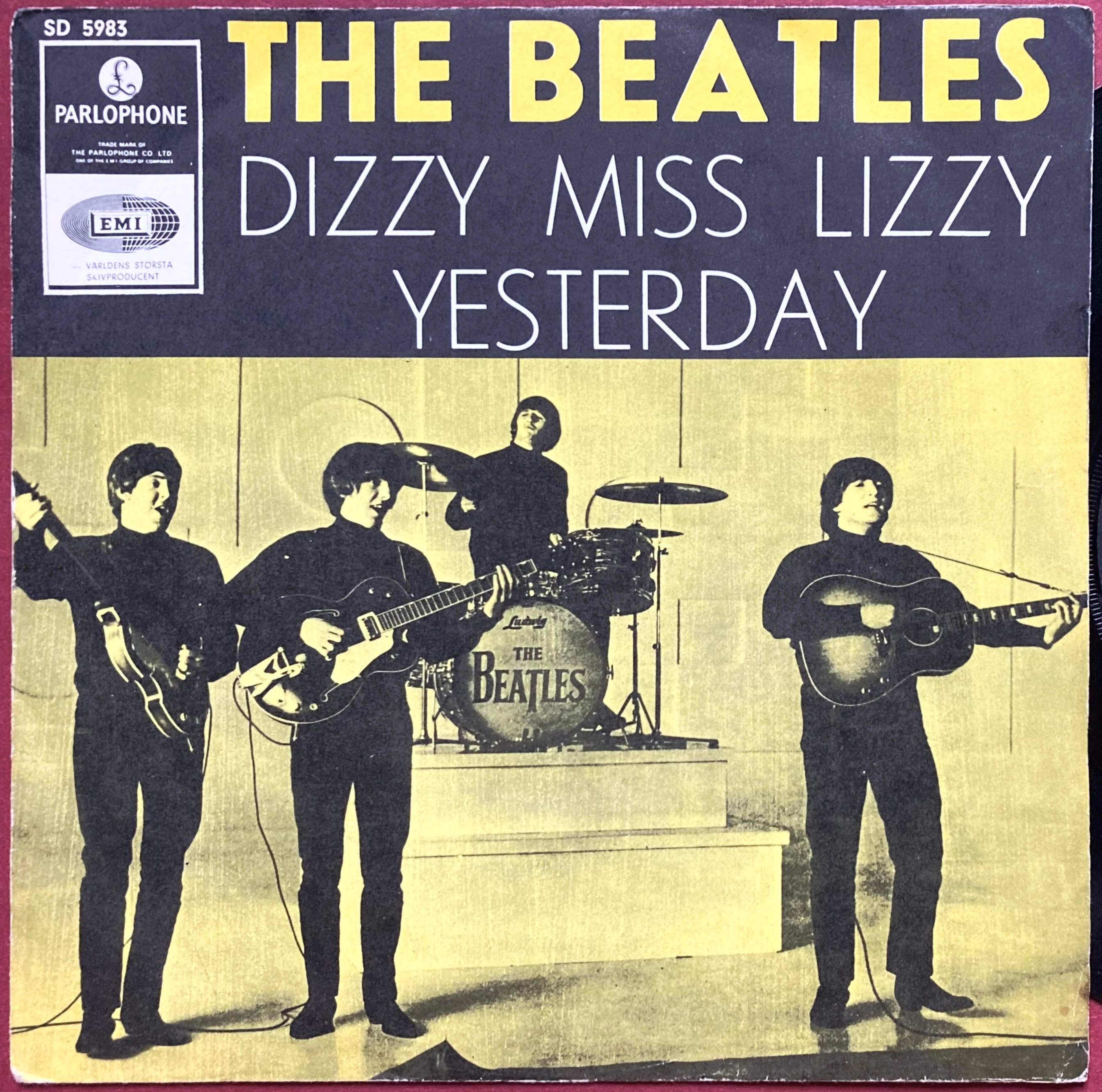 BEATLES - Dizzy miss Lizzy 7" Gul Swe PS 1965