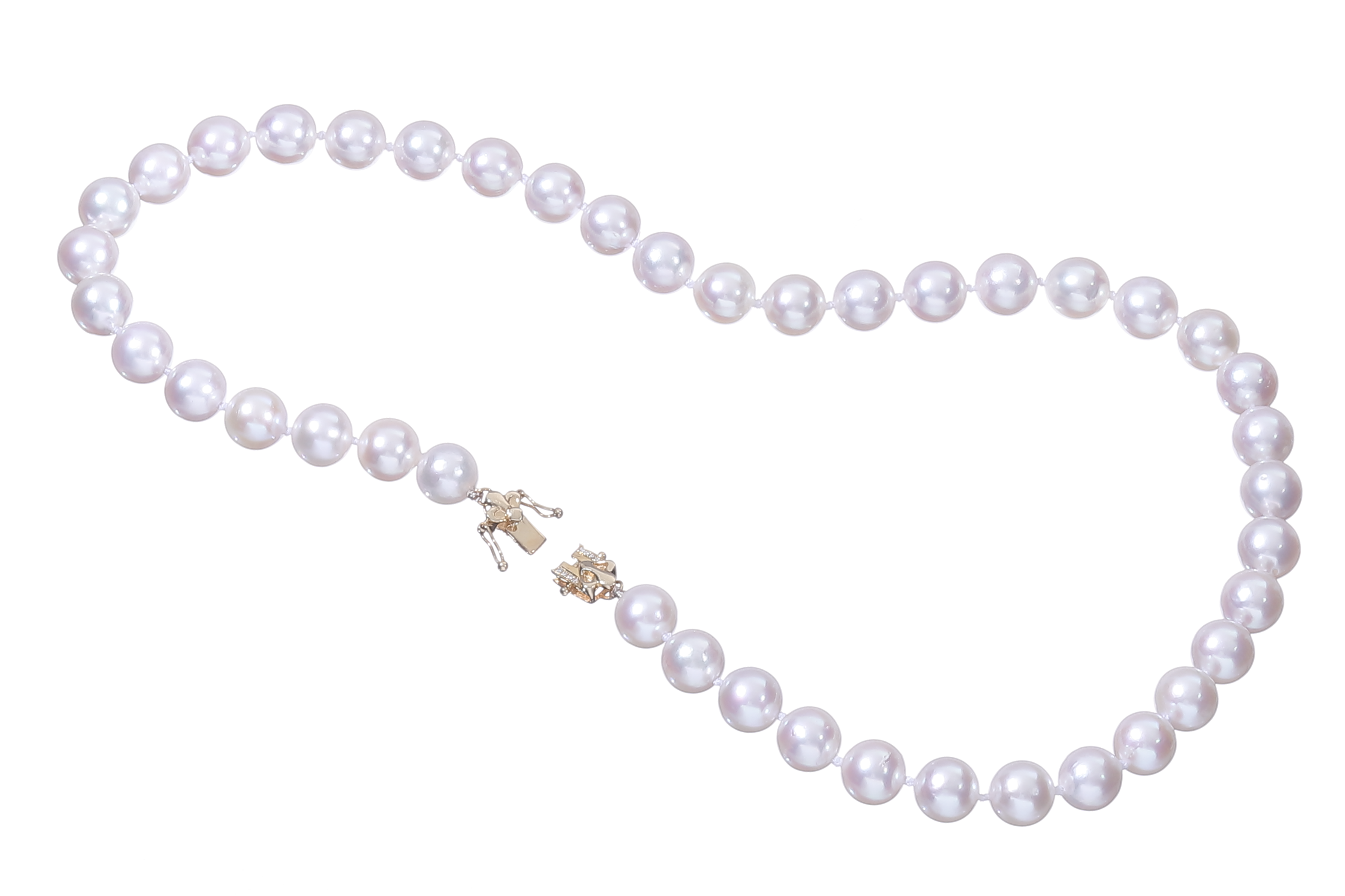 Collana di perle Akoya di qualità AA da 9-9,5 mm con chiusura in oro e diamanti  - 5