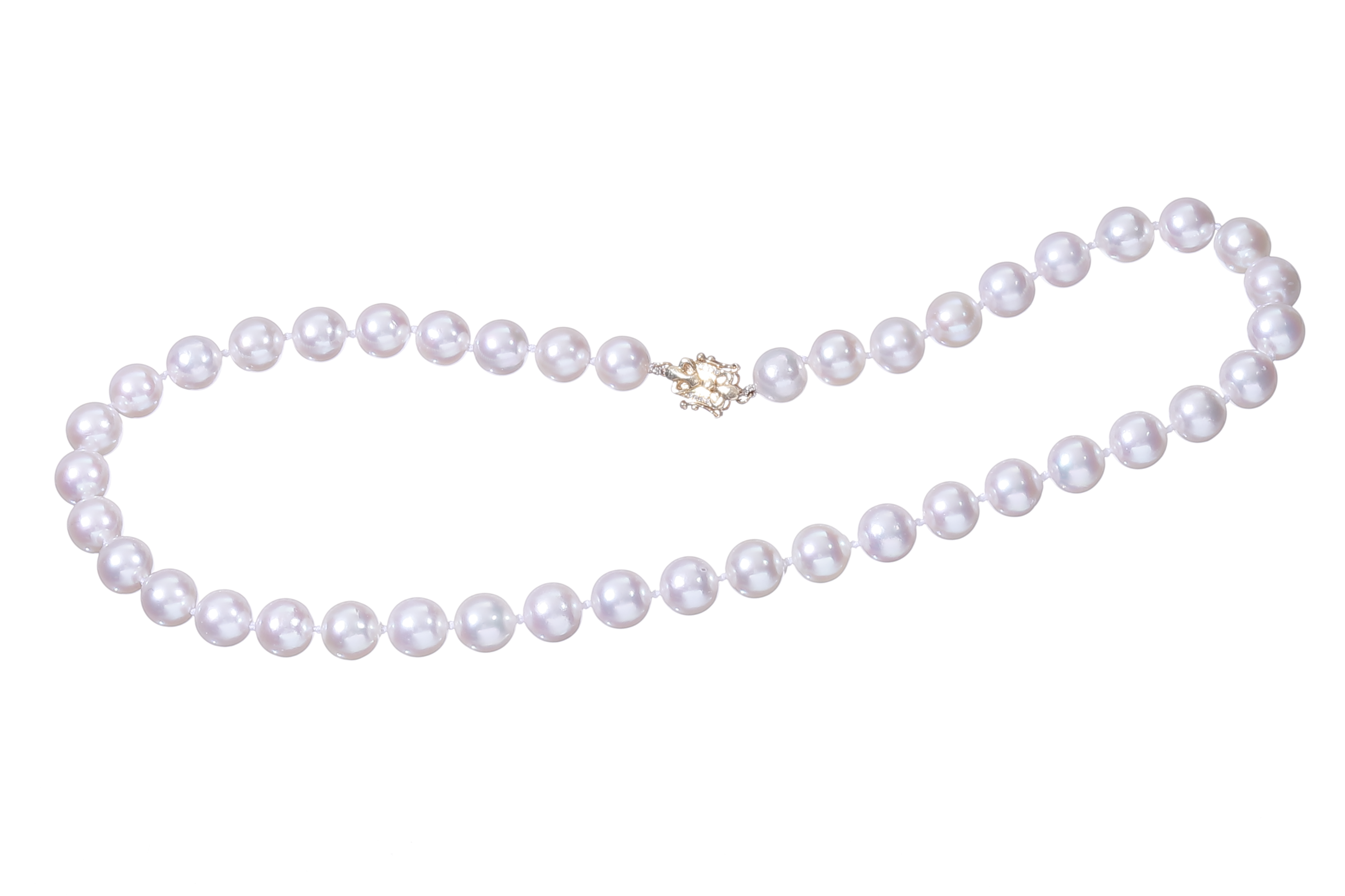 Collana di perle Akoya di qualità AA da 9-9,5 mm con chiusura in oro e diamanti  - 6