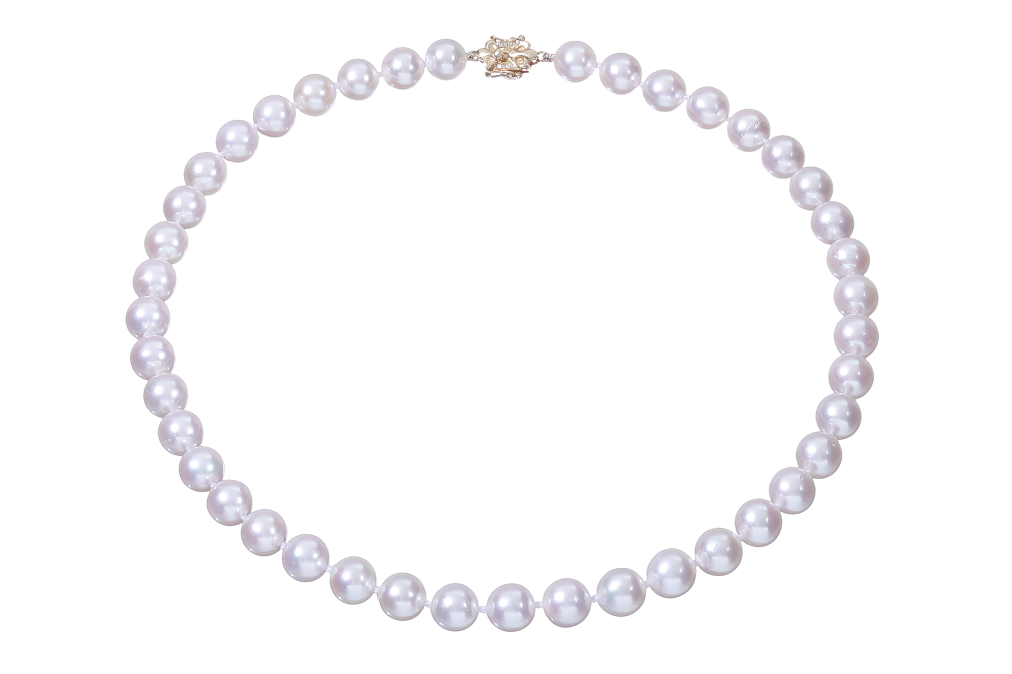 Collana di perle Akoya di qualità AA da 9-9,5 mm con chiusura in oro e diamanti  - 2
