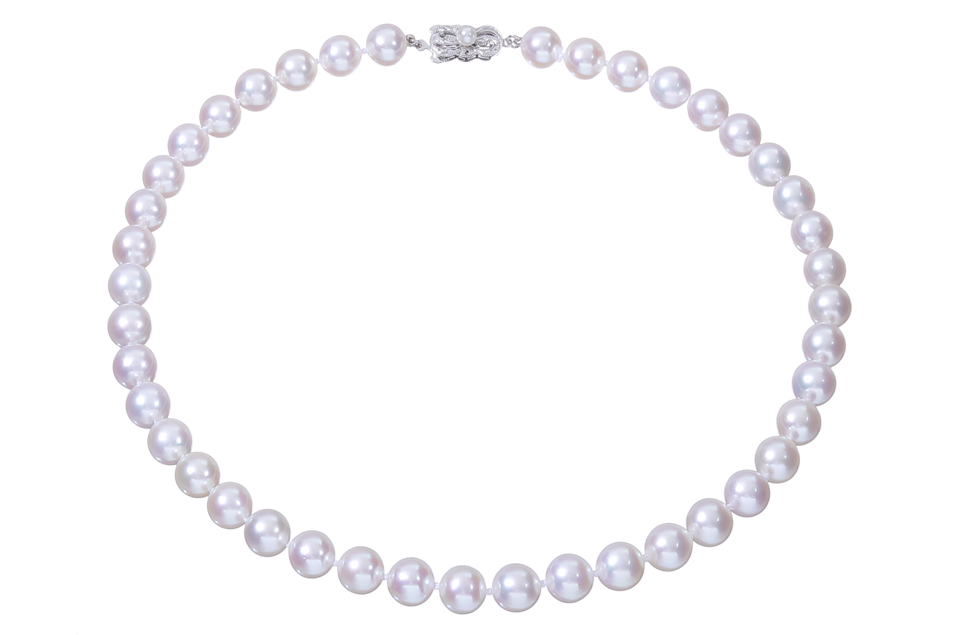 Collana di perle Akoya grandi di qualità AA da 9-9,5 mm con chiusura in oro bianco  - 6