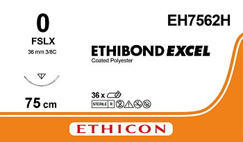 Ethibond suture 0, EH7562H, FSLX needle, 75 cm green