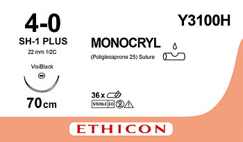 Monocryl sutur 4-0, Y3100H, SH-1 needle VB, 70 cm purple