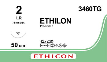 Ethilon sutur 2, 3460TG, LR needle, 3x50 cm black