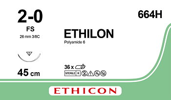 Ethilon sutur 2-0, 664H, FS needle, 45 cm black