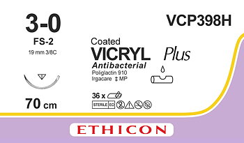 Vicryl Plus sutur 3-0, VCP398H, FS-2 needle, 70 cm purple