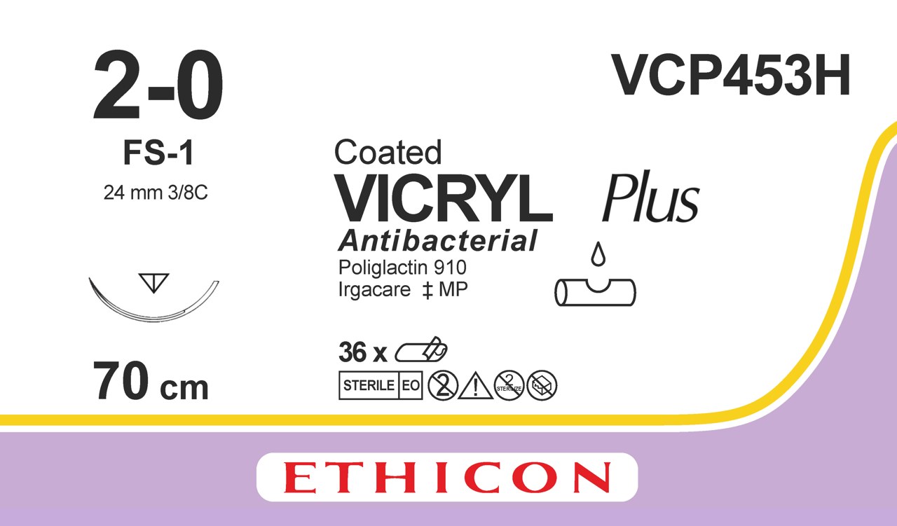 Vicryl Plus sutur 2-0, VCP453H, FS-1 needle, 70 cm purple