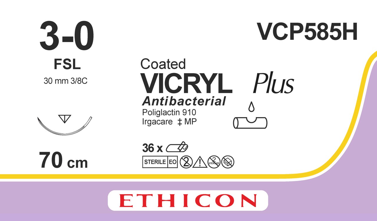 Vicryl Plus sutur 3-0, VCP585H, FSL needle, 70 cm purple