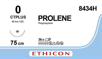 Prolene sutur 0, 8434H, CT needle, 75 cm blue